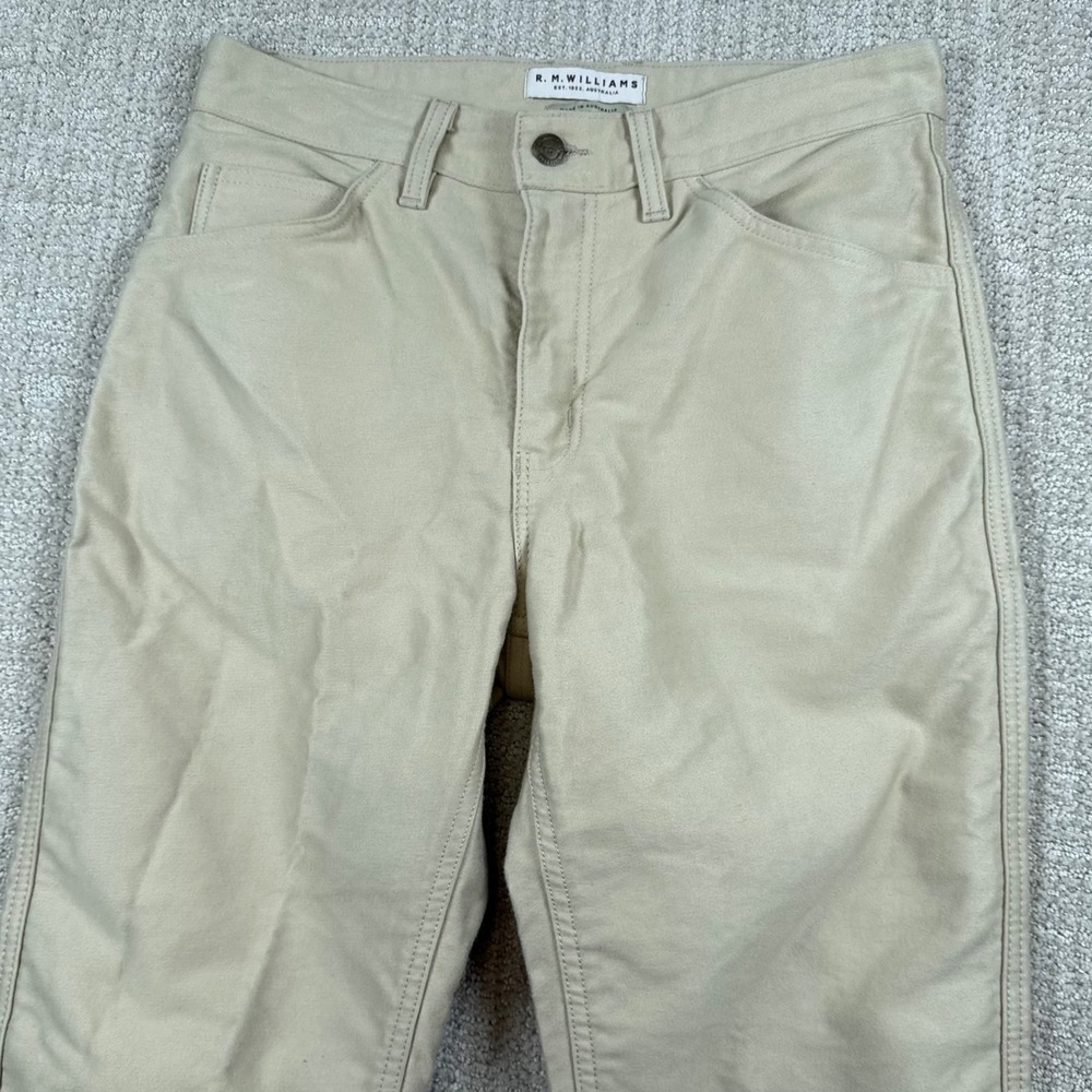 RM Williams Mens 32x32 Beige Moleskin Cotton Straight Leg Chino Pants Australia